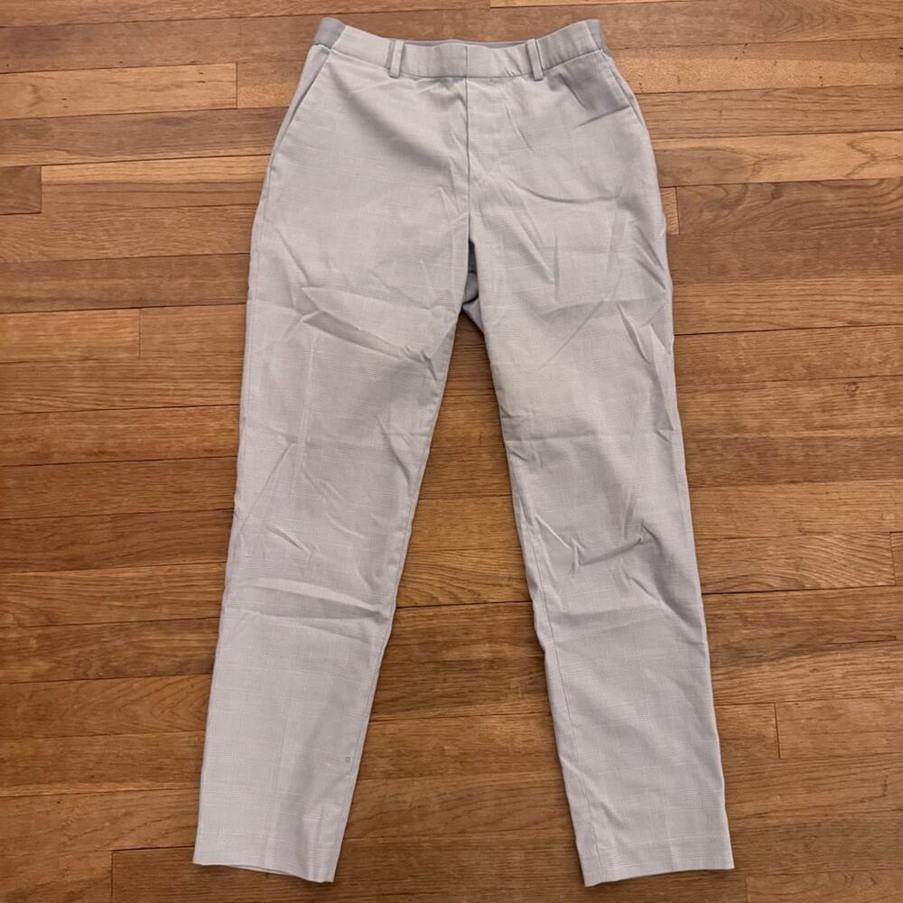 Uniqlo white light blue checkered high-rise casual dress pants size small S
 b2